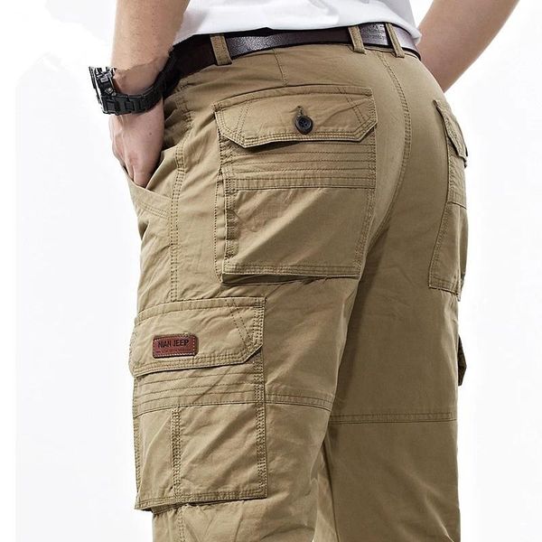 

men's pants overalls military army cargo men cotton baggy male multi-pockets casual long trousers plus size clothing, Black