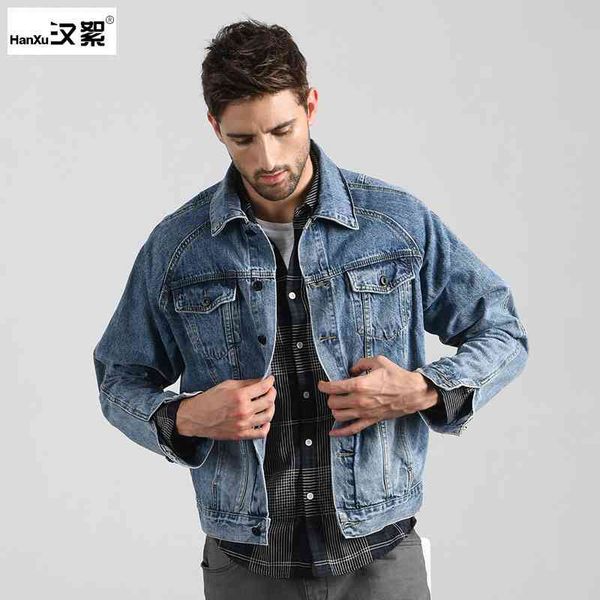 

spring and autumn short lapel men's cotton fashion casual denim jacket, Black