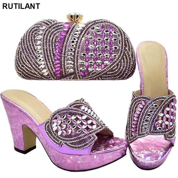 

dress shoes latest italian with matching bags for women ladies and bag set decorated rhinestone luxury, Black