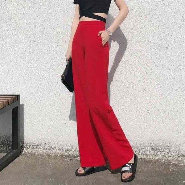 

high waist wide leg pants women loose straight drape trousers casual korean style 210522, Black;white