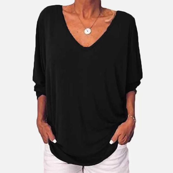 

bat women's v-neck long sleeve back button t-shirt loose top, White