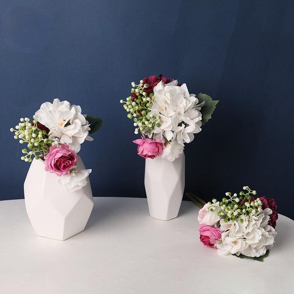 

decorative flowers & wreaths pink silk hydrangea artificial flower bride's wedding handkerchief blooming fake white home decoration