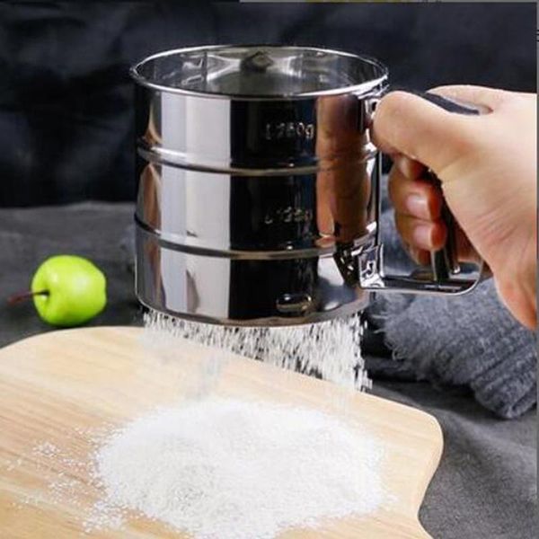 

stainless steel hand pressed flour sieve handheld powder baking and pastry tools &