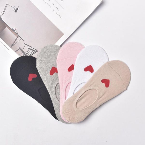 

socks & hosiery 5 pairs non-slip silicone invisible cotton shallow mouth candy colors heart ankle, Black;white