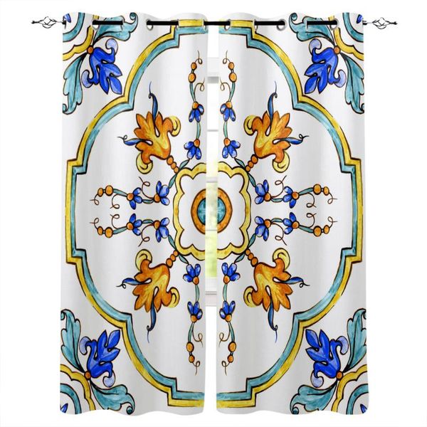 

curtain & drapes multi-size italy flowers border watercolor window curtains polyester fabric living room home decor
