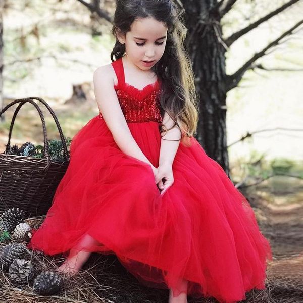 

sequins girls dresses casual sling ball gown children for summer dress net yarn ruffles clothes costume 2021 girl's, Red;yellow
