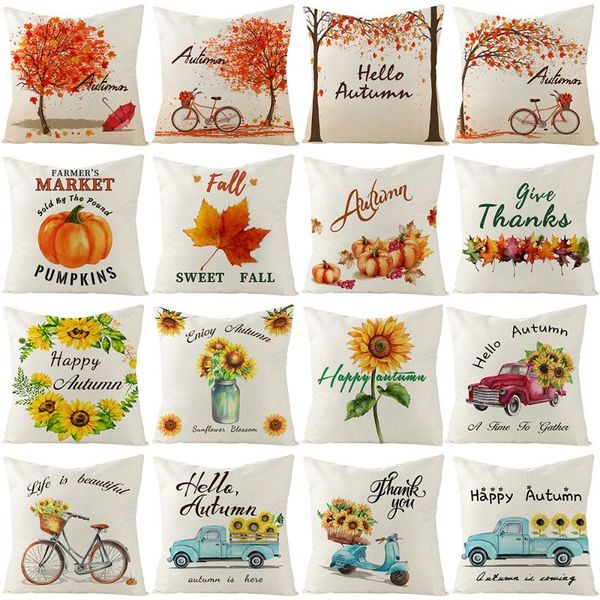 

cushion/decorative pillow thanksgiving maple pumpkin watercolor sunflower throw cover 18 x inch leaves autumn holiday party cushion