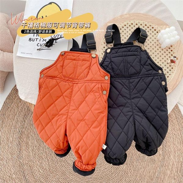 

jumpsuits children overalls winter kids suspender pants girls boystrousers cotton filling for boy baby romper jumpsuit, Blue