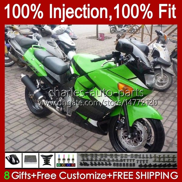 Bodys de Injeção para Kawasaki Ninja Green Lustroso ZZR400 ZZR-400 ZZR-600 00 01 02 03 04 05 06 07 84HC.40 ZZR 600 400 ZZR600 1993 1998 1999 1999 Kit de Feira do OEM