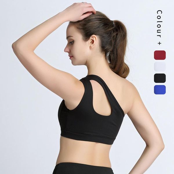 

one shoulder solid sports bra women fitness yoga bras gym padded sport athletic vest running push up brassieres outfit
