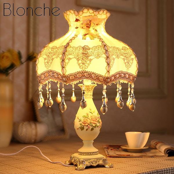 

table lamps blonche modern luxury lamp european lights for bedside bedroom living room home decor lighting e27 cloth fixtures