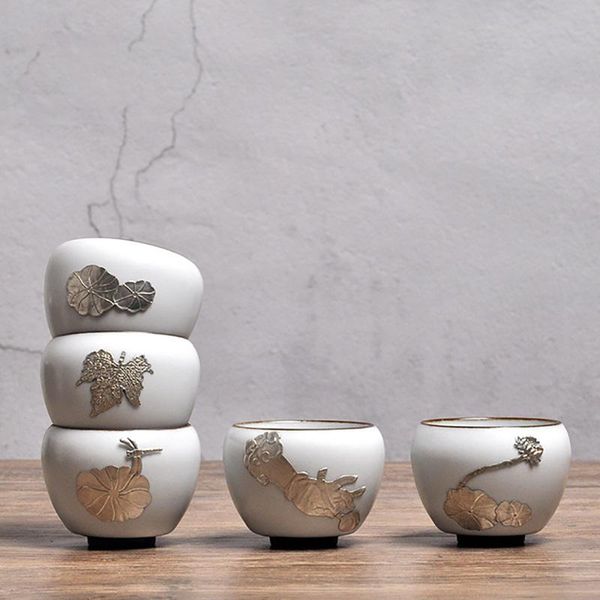 

cups & saucers style silver-plated ceramic tea cup drinkware chinese set teacup porcelain for china