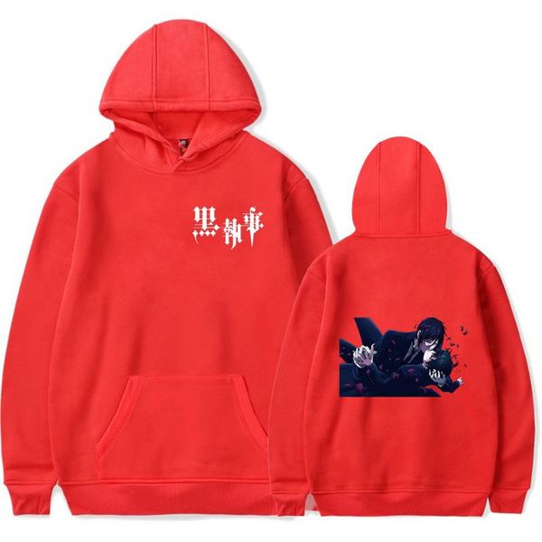 

men's hoodies & sweatshirts black butler men fashion print autumn winter warm wild hoodie simple cartoon red hoody