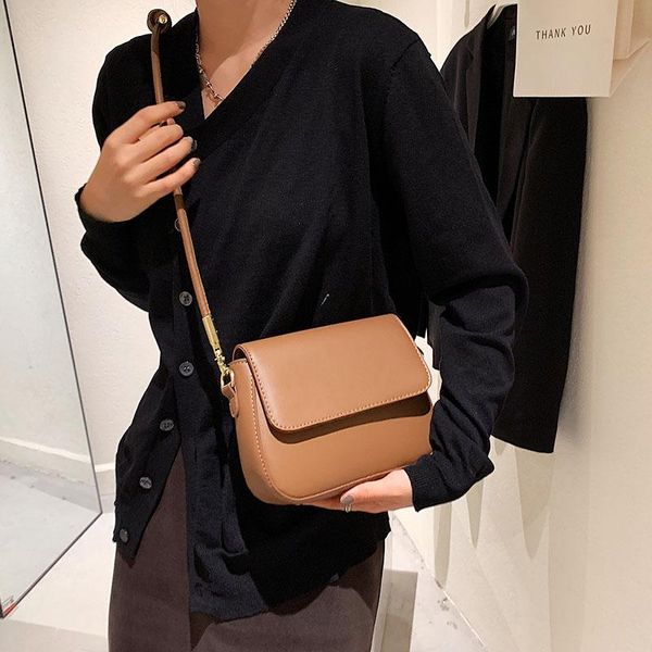 

evening bags crossbody for women 2021 fashion female shoulder bag brown autumn winter ladies daily solid color pu leather
