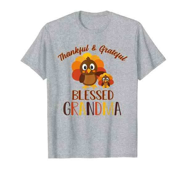 

thankful grateful blessed grandma turkey thanksgiving t-shirt, White;black