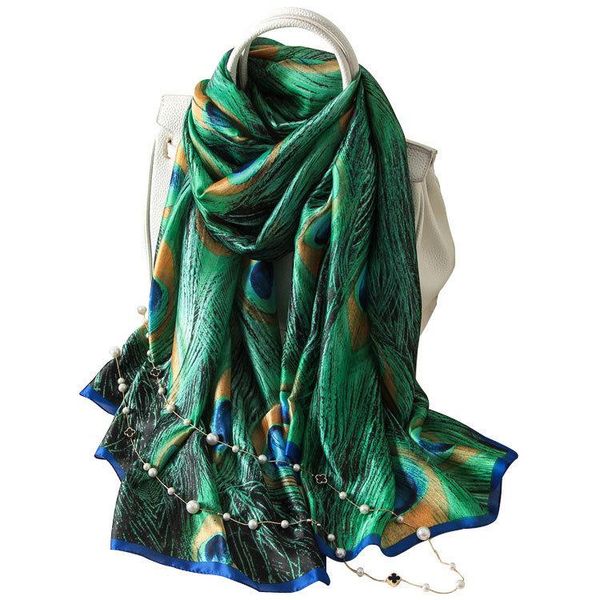 

scarves fashion designer silk scarfs women luxury print peacock feathers foulard scarf, Blue;gray