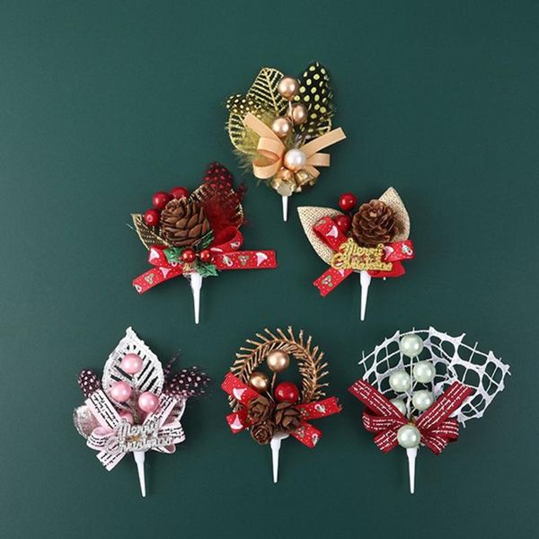 

decorative flowers & wreaths 10pcs artificial red christmas berry and pine cone with holly branch diy xmas tree party ornament for home flor