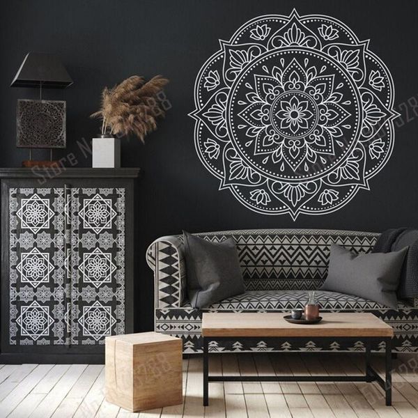 Wandaufkleber, großes Mandala-Wandbild, Blumen-Buddha-Dekor für Zuhause, Studio, ethische Schöpfung, künstlerischer Aufkleber Z758