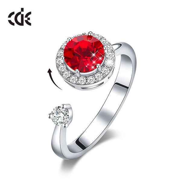 

cluster rings cde women's silver color rotatable ring with shining crystals from adjustable for ladies jewelry, Golden;silver