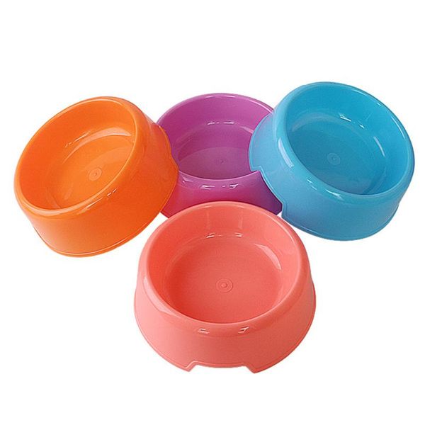

pet portable single bowl doggy plastic outdoor travel drinking water dishes cat container puppy candy color bowls dog & feeders