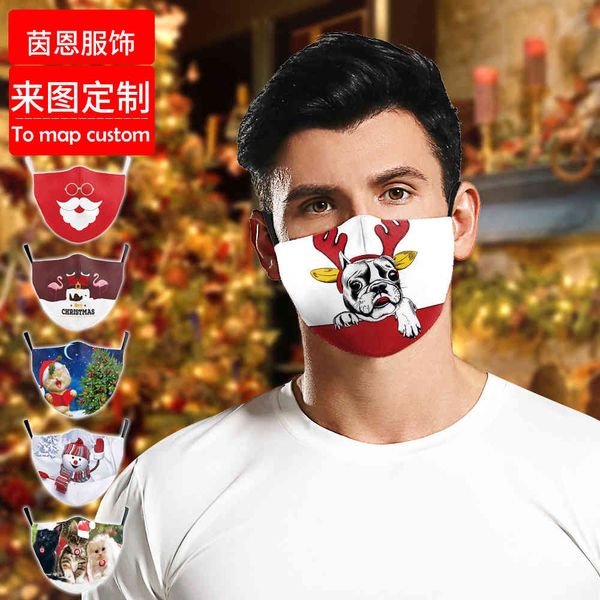

high-quality masks 2021 and child animal printed christmas ear type dust mask