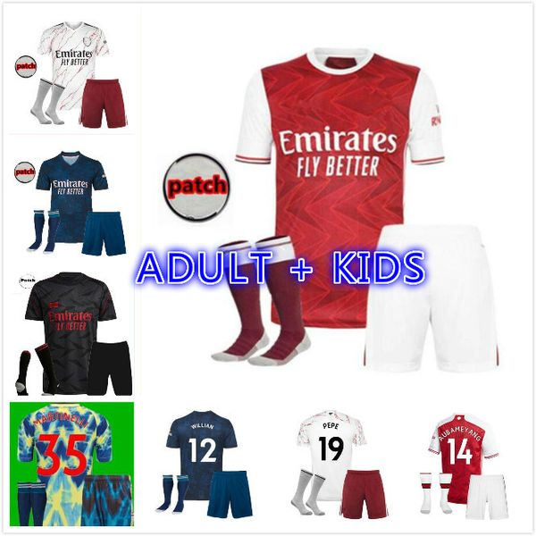 

kids kit 2021 gunners soccer jersey 20 21 pepe nicolas ceballos guendouzi sokratis maitland-niles tierney football shirt, Black;yellow