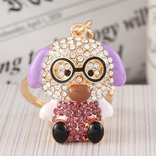 

keychains dog pouch bag pendant rhinestone car keychain alloy small gift, Silver