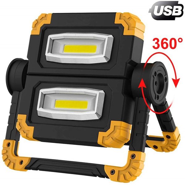 Spotlight portátil dobrável super brilhante espiga LED Work Light recarregável para a lâmpada de acampamento de caça ao ar livre Lanterna LED