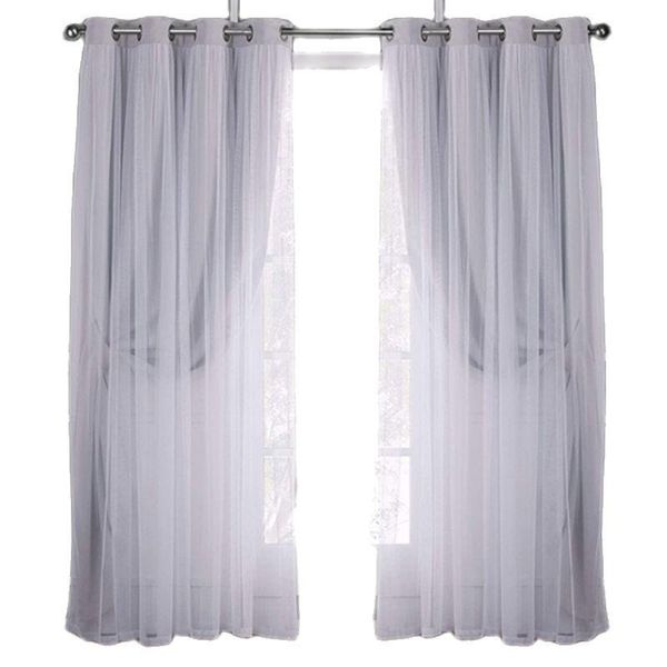 

curtain & drapes 1pc full-shielding cloth yarn integrated double dark blue/light grey window curtains for living room decor