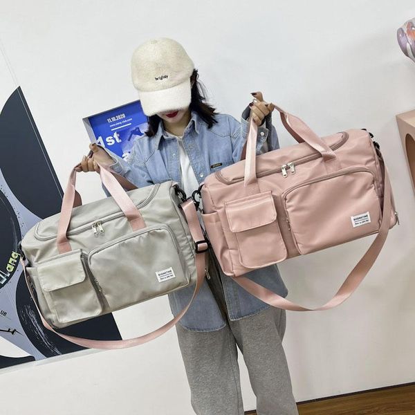 

duffel bags casual travel bag hand luggage women large capacity waterproof solid color handbag sport fitness yoga gym for