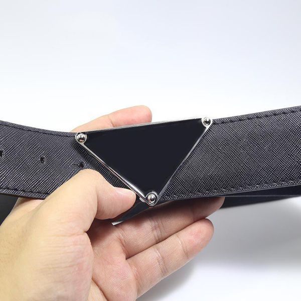 

fashion women men designer belts triangle black buckle mens womens leather belts designers belt width 4.0cm length 100cm vokoli, Black;brown