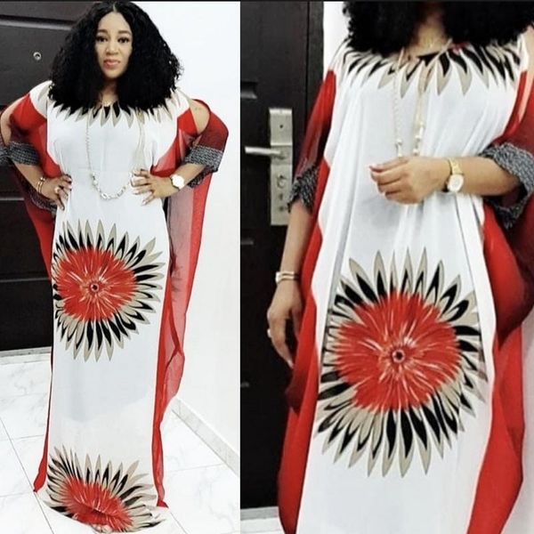 

summer african dresses for women robe 2021 dashiki plus size long maxi dress traditional clothing fairy loose dreams ethnic, Red