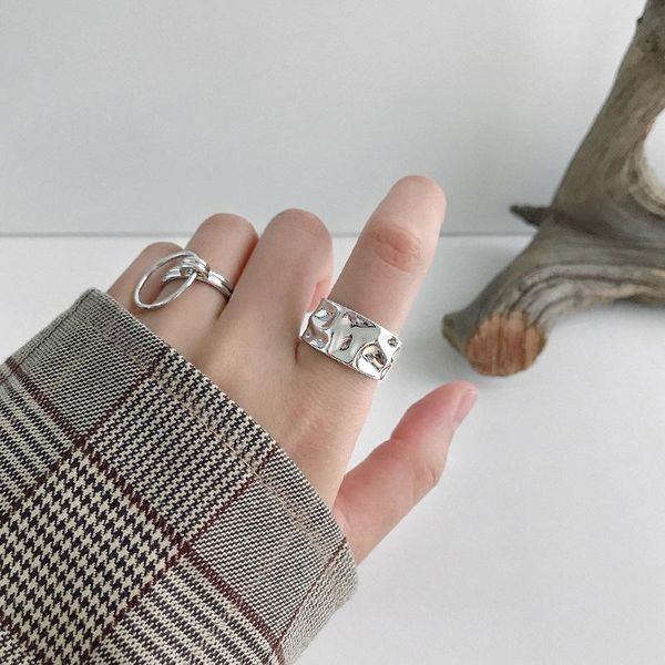 

cluster rings opening adjustable for women and men fashion jewelry stainless metal silver color ring smooth simple jewellry, Golden;silver