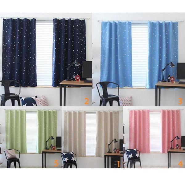 

shiny stars blackout curtains shading polyester for kids children bedroom korean style window voile tulle curtain & drapes