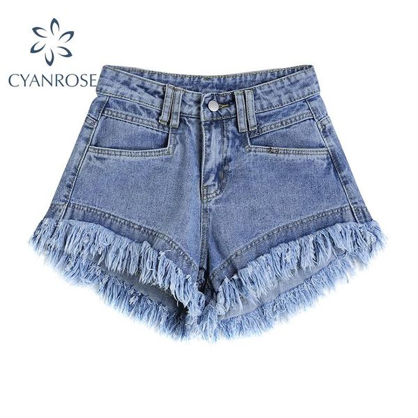 

women's shorts streetwear denim for 2021 summer loose high waist wide leg edge solid plus size female jeans, White;black
