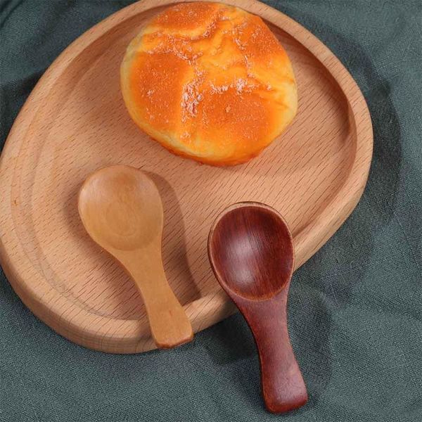 

spoons 5pcs mini wooden spoon kitchen spice wood sugar tea coffee scoop small short condiment utensils cooking tool