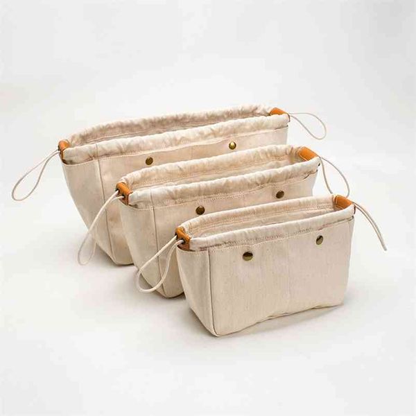 

cotton canvas storage bag liner finishing cosmetic organizer 210811