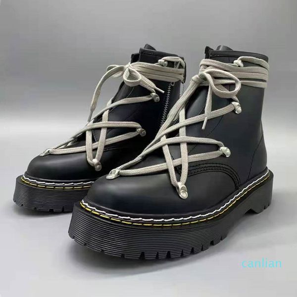 

military boots man punk trend winter boots high leather boots for men, Black