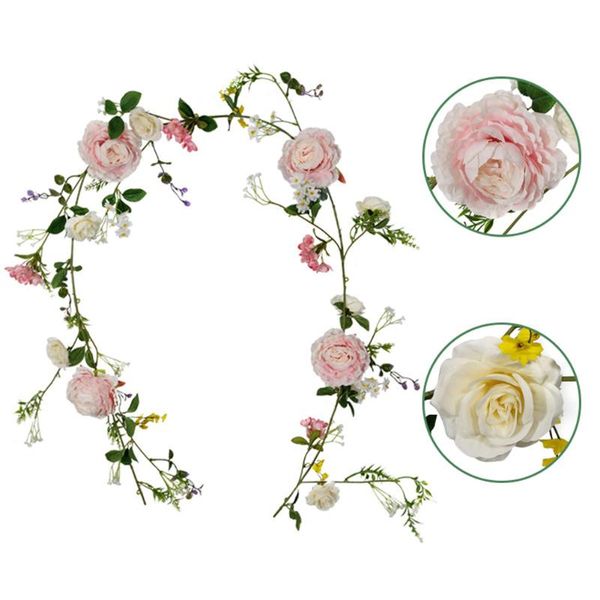 

decorative flowers & wreaths artificial peony rose rattan leaves plant christmas long flower arrangement atmosphere layout for home wall dec