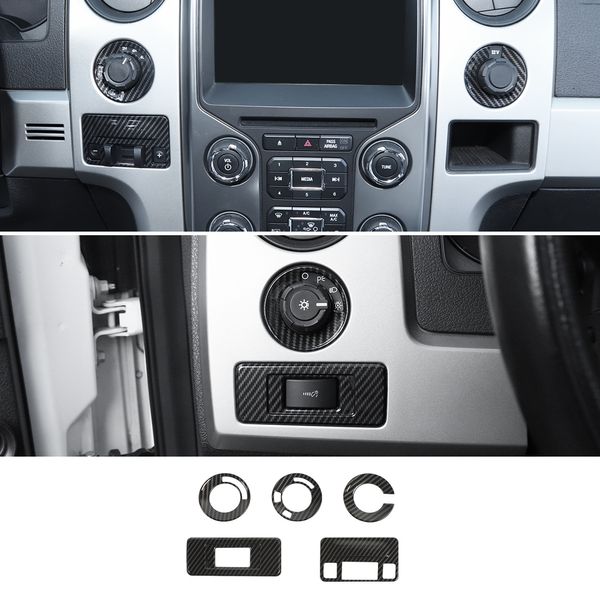 Rivestimento del pulsante dell'interruttore della console centrale in fibra di carbonio per Ford F150 Raptor 13-142860