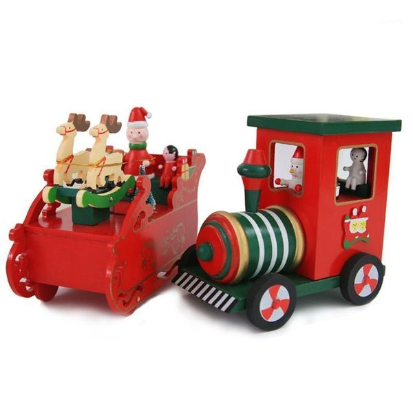 Decorazioni natalizie Locomotiva musicale rotante Scatola regalo per auto da neve Decorazione per interni Modello di treno Giocattoli per bambini