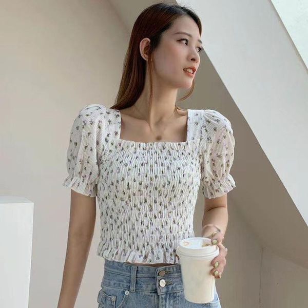 

women's blouses & shirts women print blouse summer casual short sleeve shirt lady fashion, White