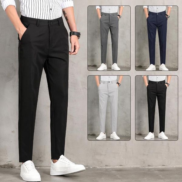 

men's pants stretch casual 2021 autumn and winter regular fit fleece warm trousers male high-end brand straight slim, Black