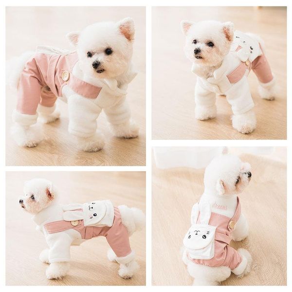 

dog apparel cartoon clothes animal clothing for dogs jumpsuits pet outfits autumn winter messenger bag rompers pink warm ropa para perro
