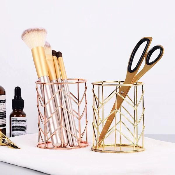 

pcs wrought iron round pen storage lipstick brush holder organizer cosmetics makeup brushes box boxes & bins