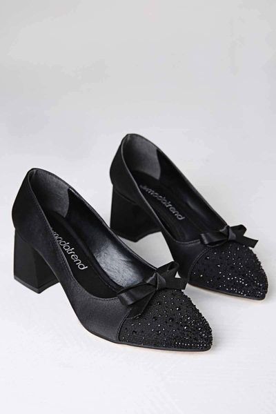 

dress shoes women's evening stylish fashion mesh stone heels black satin