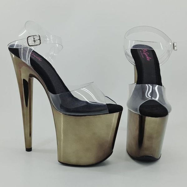 

leecabe shinny gun color style high heel sandals 20cm model shoes pole dance, Black