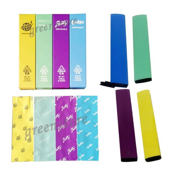 

cookies disposable vape pen 280mah rechargeable battery 1.0ml empty fillable pod airflow inserted cartridge vaporizer cake friendly farms