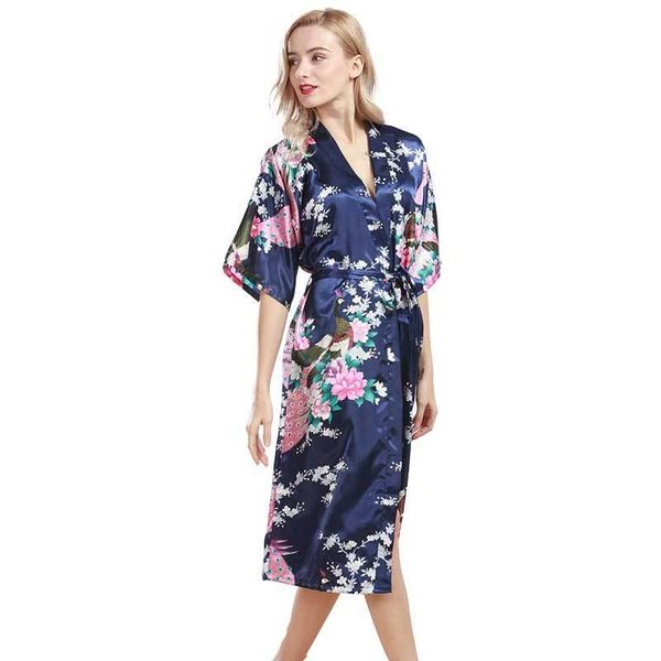 

women's sleepwear robe nightgown bathrobe cardigan silk ladies summer plus-size home wear, Black;red