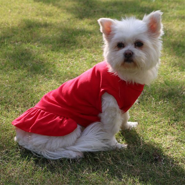 Mini vestidos cães t camisa primavera pet colete moletom vestuário para cães teddy pug bichon filhote de cachorro roupas236y